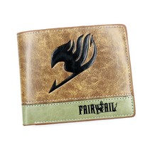 Anime Fairy Tail Natsu Dragneel Khaki PU Leather Short Wallet Mans Bifold Purse  - £47.89 GBP