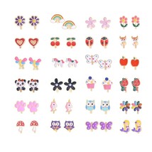 20 Pairs of Kids Clip-on Earrings Cute Flower Heart Clip-on Earrings Set... - £17.51 GBP