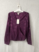 Women&#39;s Floral Print Puff Long Sleeve Wrap Top A New Day - Purple - Size XS - $5.94