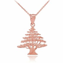 14k Rose Gold Lebanon Lebanese Cedar Oak Tree Cedrus Libani Pendant Necklace - £329.44 GBP+