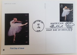 First Day Issue American Ballet Postcard, Stamp Sep 16 1998  - $2.95