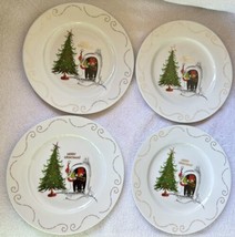 New Merry Grinchmas Salad Dessert Plates Grinch Fireplace Christmas Tree 8” - £43.95 GBP