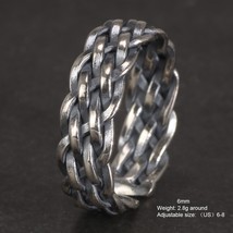 Viking Jewelry 925 Sterling Silver Braided Rings For Men and Women Retro Punk Ad - £26.35 GBP