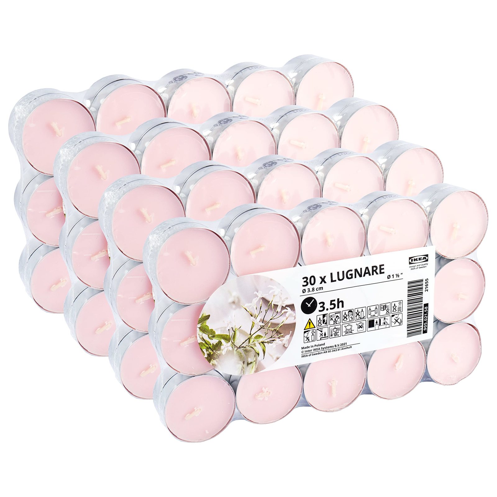 Ikea LUGNARE Jasmine/Pear/Ginger/Lily Scented Tealight Candles, Light Pink, 3.5  - $36.53