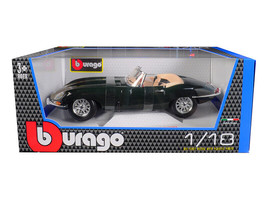 1961 Jaguar E Type Convertible Green 1/18 Diecast Model Car by Bburago - £50.20 GBP