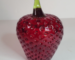 Viking Art Glass Dimpled Red Strawberry Paperweight Fruit Figurine Vinta... - $26.68