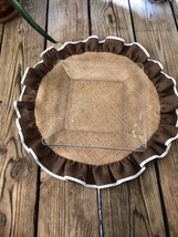 Round Natural Burlap/Dark Brown With White Muslin Piping Placemat/Centerpiece - £7.75 GBP