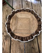 Round Natural Burlap/Dark Brown With White Muslin Piping Placemat/Center... - £7.78 GBP