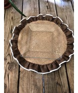 Round Natural Burlap/Dark Brown With White Muslin Piping Placemat/Center... - £7.81 GBP