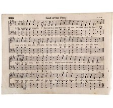 1865 Land Of The Free Victorian Sheet Music Small Page Happy Voices PCBG15B - £19.97 GBP