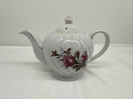 VTG PINK ROSES BOUQUET PORCELAIN TEA POT MUSIC BOX - JAPAN - 1950s-60s W... - $362.91 MXN