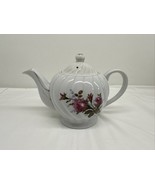VTG PINK ROSES BOUQUET PORCELAIN TEA POT MUSIC BOX - JAPAN - 1950s-60s W... - $27.66 CAD