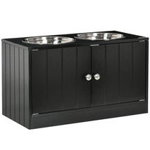 Magnetic-Door Dog Food Storage Cabinet &amp; Dog Feeding Station, Black(D0102HR0K6X. - £110.24 GBP