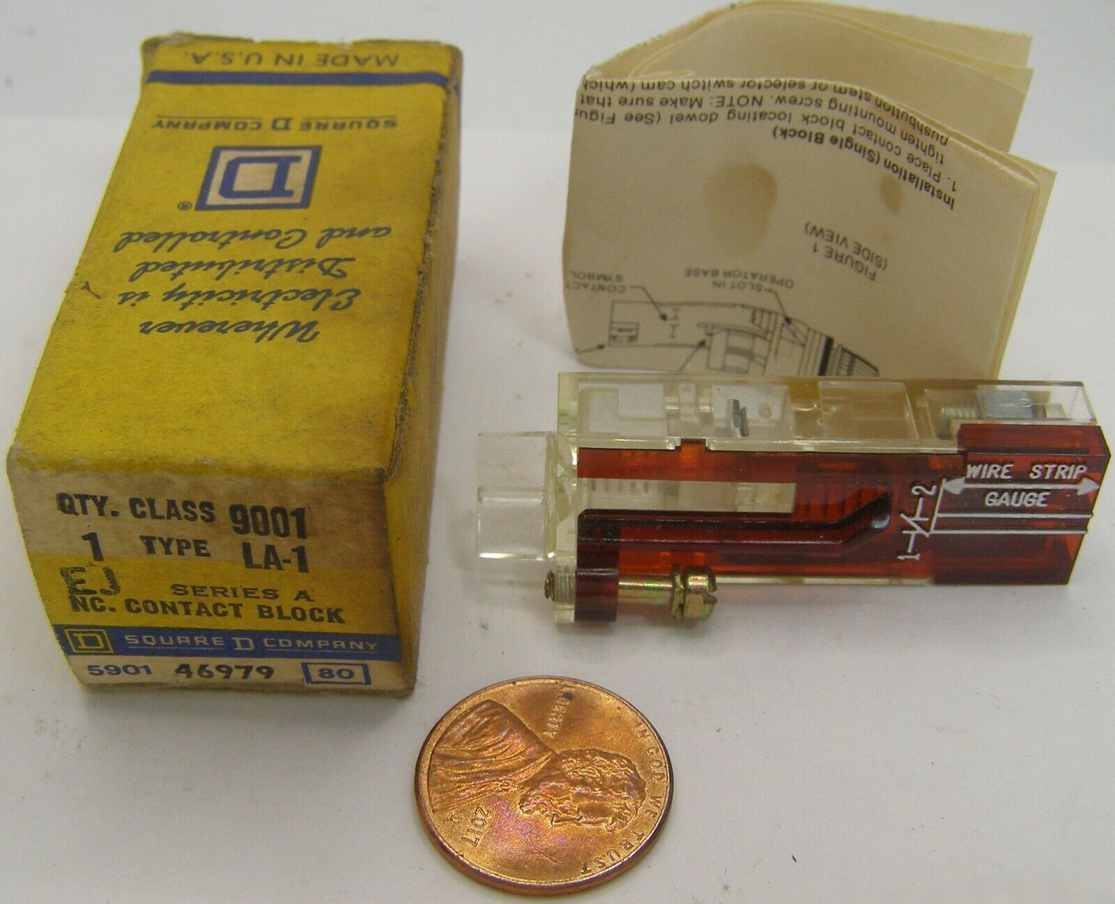 Square D NC Contact Block Type: LA-1 Class: 9001 Series A 5901 46979 - $14.99