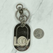 Liz Claiborne Silver Tone Chunky Logo Bag Charm Keyring Keychain - $6.92