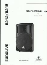 User User's Owners MANUAL OEM Behringer Printed Eurolive B212  and B215 ... - $23.56