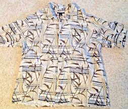 Concensus Rayon Mens Tropical Camp Shirt Size Larga Brown Palm Fronds Hawaiian  - £11.73 GBP