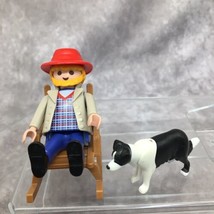 Playmobil Bearded Figure- Man in Rocking Chair &amp; Border Collie Dog - £7.80 GBP