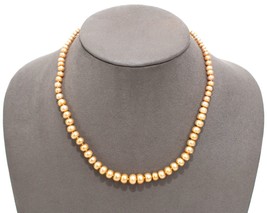 Peach Pearl Strand Necklace 17 1/2&quot; Length 925 Sterling Silver Clasp - £66.33 GBP