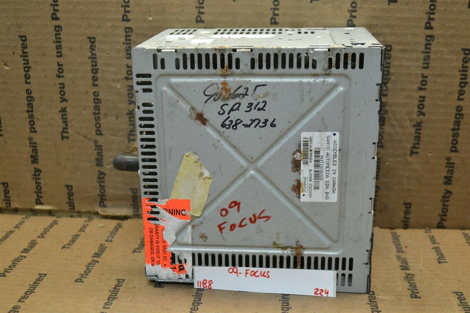 2009 Ford Focus Audio Equipment Stereo Radio Receiver 9S4T19C157AD 224-11b8 - $14.98