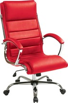 Office Star Faux Leather Seat and Back Contour Executive Chair with Padded, Red - £306.77 GBP