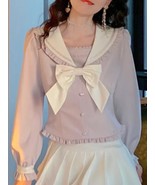 Sweet Lolita Sailor Collar Purple Blouse Japanese Cosplay Size S - $1,681.75 MXN