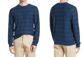 14th &amp; Union Mens Pullover Sweater Blue Green Stripe Tight Knit Big Tall 2XL - £20.33 GBP