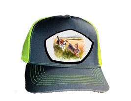 Cap Hat Gray Front Neon Yellow Mesh Beagle Rabbit Picture - $20.99