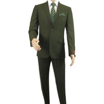 Men RENOIR Suit Seprates Solid 2 Button Business Formal Slim Fit 201-10 Olive image 3