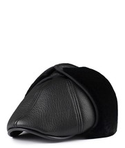 Bomber Hat with Ear Flap Men Women Winter Real Leather   Russian Ear Flap Trappe - £75.52 GBP