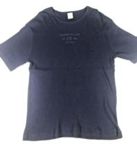 Calvin Klein T Shirt Ribbed Knit Preppy Nautical Y2K Navy Blue Mens Size... - $40.39 CAD