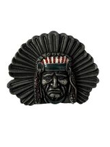 Vintage Western Belt Buckle Native American Chief Headdress Silver Tone ... - $25.20