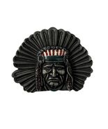 Vintage Western Belt Buckle Native American Chief Headdress Silver Tone ... - $25.20