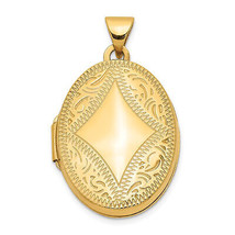 14k Diamond-shaped Design Oval Locket XL222 - £242.90 GBP