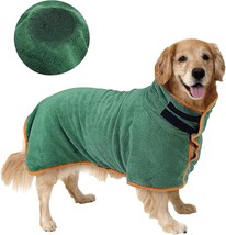 Dog Bathrobe Towel, Microfiber Dog Bathrobe Drysuit (Green,Size:M) - $18.37