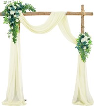 Ivory Drapes Curtain, (1 Panel) 6 Yards/18 Ft. Wedding Arch Draping Fabric Ivory - £33.05 GBP