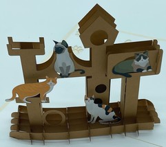 Cat Condo 3D Pop Up Card Kitty Feline Furry Friend Play Time Nap Domestic Breed - £9.74 GBP
