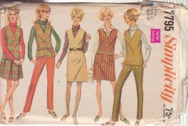 Simplicity Vintage Pattern 7795 Sz 12 Misses Jumper Top Skirt Pants - £2.36 GBP