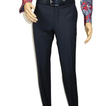 Men's MONO Turkey Slacks 100% Wool Plain Front Regular Fit 2501-02 Navy Blue image 2