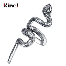 Fashion Snake Rings For Women Gold Color Black Heavy Metals Punk Rock Ring Vinta - £6.21 GBP
