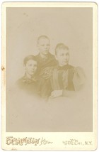 Circa 1880&#39;S Cabinet Card Affectionate Mother With Two Sons Farrington Delhi, Ny - £7.46 GBP