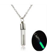 2 PACK OF Glow In The Dark Glass Vial Sand Necklace 20" with Adjustable ... - $8.54