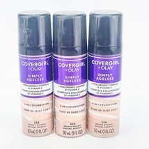 Covergirl Olay Simply Ageless 3 In 1 Foundation 220 Creamy Natural Lot Of 3 - £26.09 GBP