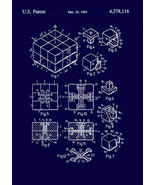 RUBIK&#39;S CUBE PRINT: Puzzle Patent Blueprint Poster - £5.17 GBP+