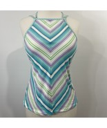 Beach House Swim Top Size 8 Sea Jade Chevron Stripe Built in Bra Blue Gr... - €17,47 EUR