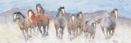 Kickin&#39; Dustby John Saunders Wild Horses Western Equestrian Art Print 20x24 - £38.87 GBP