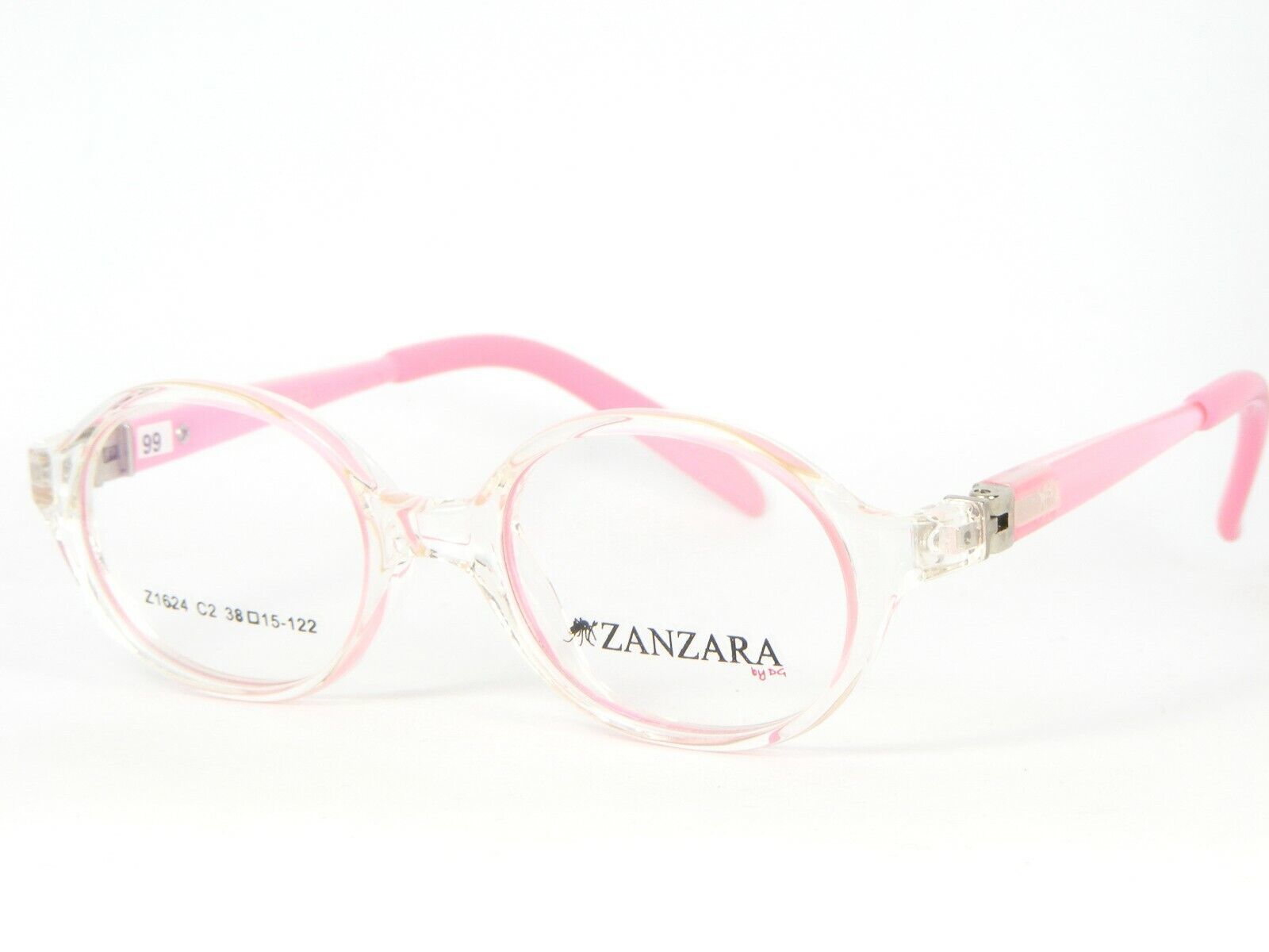 ZANZARA Niños Por Dg Z1624 C2 Transparente / Rosa Gafas Marco 38-15-122mm - $64.88