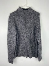 Woolrich Marled Knit Sweater Men XL Lambswool Gray Long Slv Elbow Patch 1/4 Zip - £17.98 GBP