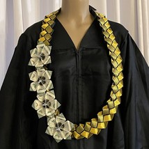 Graduation Money Lei Flower Crisp Bill Gold/Yellow &amp; Black Four Braided ... - £55.52 GBP