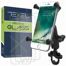 RAM Mount X-Grip Rail Mount + Texel Glass Screen Protector iPhone 6 6S 7 8 Plus - £74.89 GBP